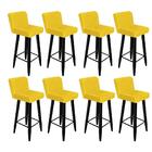 Kit 08 Banqueta Alta Suede Amarelo