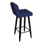 Kit 08 Banqueta Alta Suede Azul Marinho