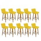 Kit 08 Banqueta Alta Suede Cinza