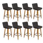 Kit 08 Banqueta Alta Suede Cinza