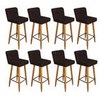 Kit 08 Banqueta Alta Suede Marrom