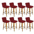 Kit 08 Banqueta Alta Suede Vermelho