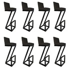 Kit 08 Banqueta Alta Z Base De Ferro Suede Preto - D'classe D