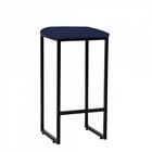 Kit 08 Banqueta Lua Ferro Preto Suede Azul Marinho