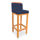 Kit 08 Banquetas Alta Rubi Veludo Azul Marinho Base Fixa De M