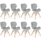 Kit 08 Cadeiras Charles Eames Eiffel Slim Wood Estofada - Cin