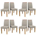 Kit 08 Cadeiras De Jantar Aline Animalle Marfim Wd25 Pés Ypê