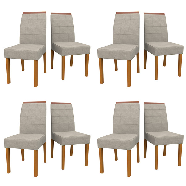 Kit 08 Cadeiras De Jantar Aline Animalle Marfim Wd25 Pés Ypê