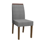 Kit 08 Cadeiras De Jantar Aline Linho Cinza Ln02 Pés Amêndoa