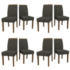 Kit 08 Cadeiras De Jantar Aline Linho Cinza Ln03 Pés Amêndoa