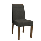 Kit 08 Cadeiras De Jantar Aline Linho Cinza Ln03 Pés Amêndoa