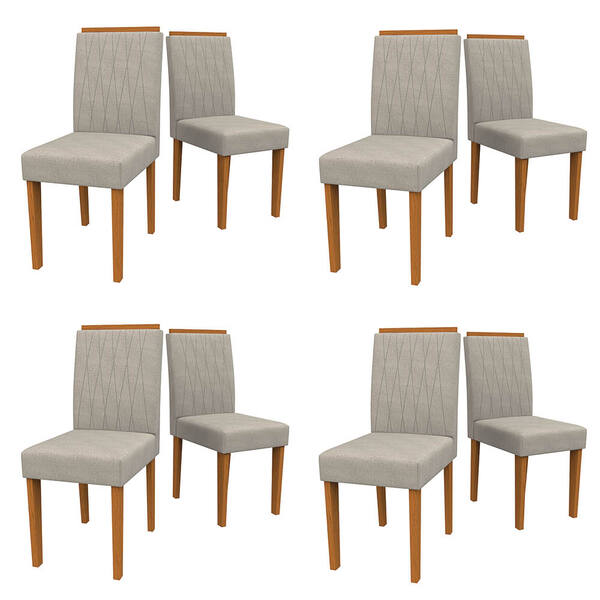 Kit 08 Cadeiras De Jantar Analu Animalle Marfim Wd25 Pés Ypê