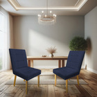 Kit 08 Cadeiras De Jantar Bia Suede Azul Marinho Pés Palito C