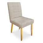 Kit 08 Cadeiras De Jantar Bia Suede Bege Pés Palito Castanho