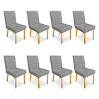 Kit 08 Cadeiras De Jantar Bia Suede Grafite Pés Palito Castan