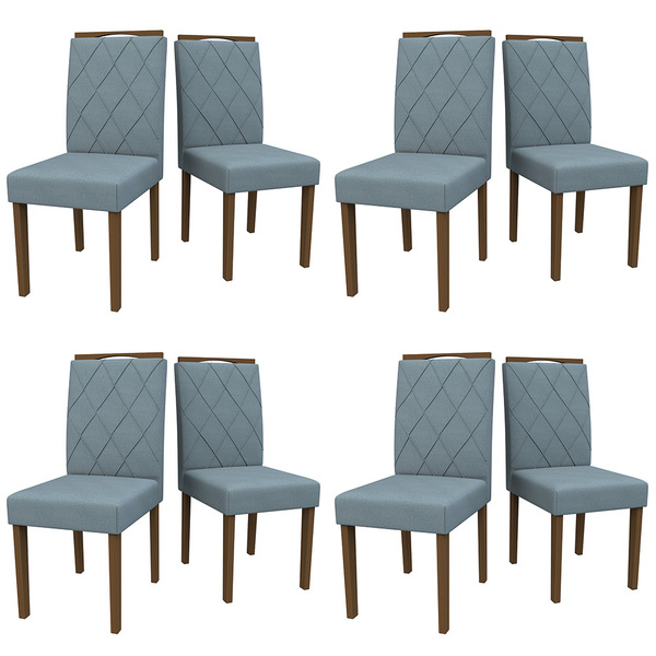 Kit 08 Cadeiras De Jantar Cecília Animalle Azul Wd26 Pés Amên