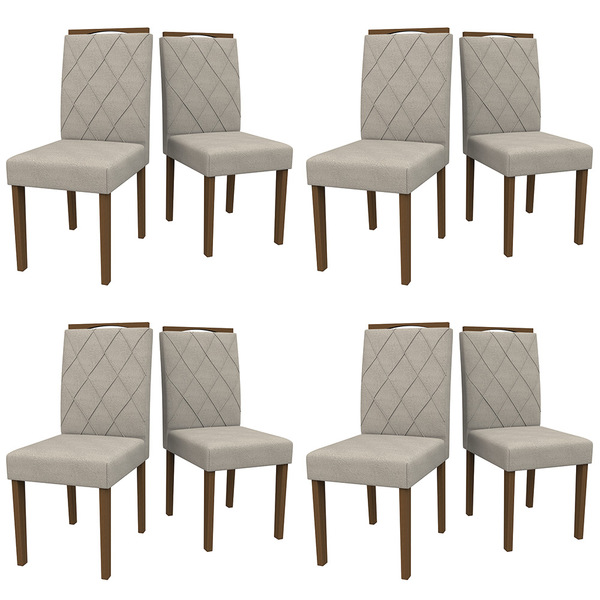 Kit 08 Cadeiras De Jantar Cecília Animalle Marfim Wd25 Pés Am