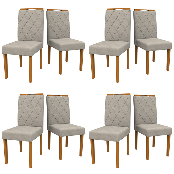 Kit 08 Cadeiras De Jantar Cecília Animalle Marfim Wd25 Pés Yp