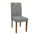 Kit 08 Cadeiras De Jantar Cecília Linho Cinza Ln02 Pés Amêndo