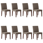 Kit 08 Cadeiras De Jantar Eva Veludo Vanilla E Madeira Castan