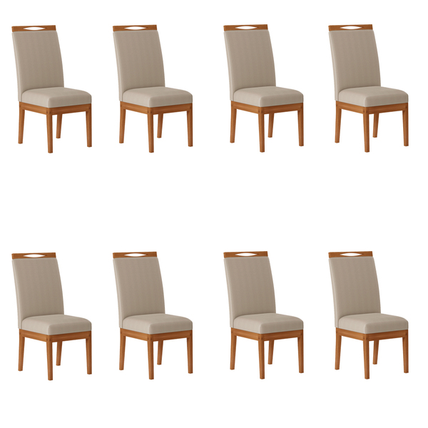 Kit 08 Cadeiras De Jantar Iris Facto Plus Pérola E Madeira Ip