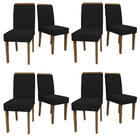 Kit 08 Cadeiras De Jantar Jasmin Veludo Preto Vl07 Pés Imbuia