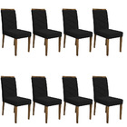 Kit 08 Cadeiras De Jantar Lais Veludo Preto Vl07 Pés Imbuia -