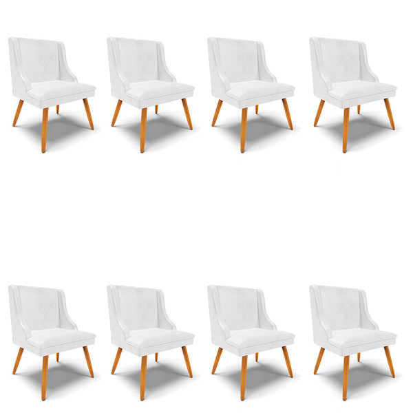 Kit 08 Cadeiras De Jantar Liz Corano Branco Pés Palito Castan