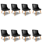 Kit 08 Cadeiras De Jantar Liz Corano Preto Pés Palito Castanh