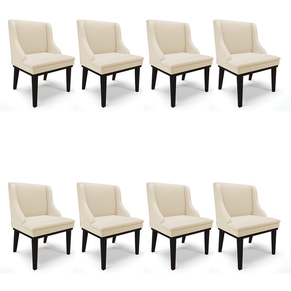 Kit 08 Cadeiras De Jantar Liz Corino Base Fixa Madeira Preto