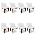 Kit 08 Cadeiras De Jantar Liz Corino Base Fixa Madeira Tabaco