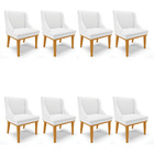 Kit 08 Cadeiras De Jantar Liz Corino Branco Base Fixa Madeira