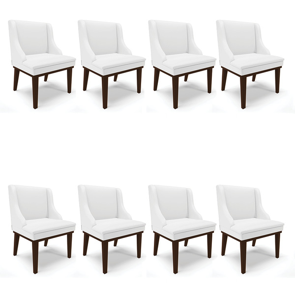 Kit 08 Cadeiras De Jantar Liz Corino Branco Base Fixa Madeira