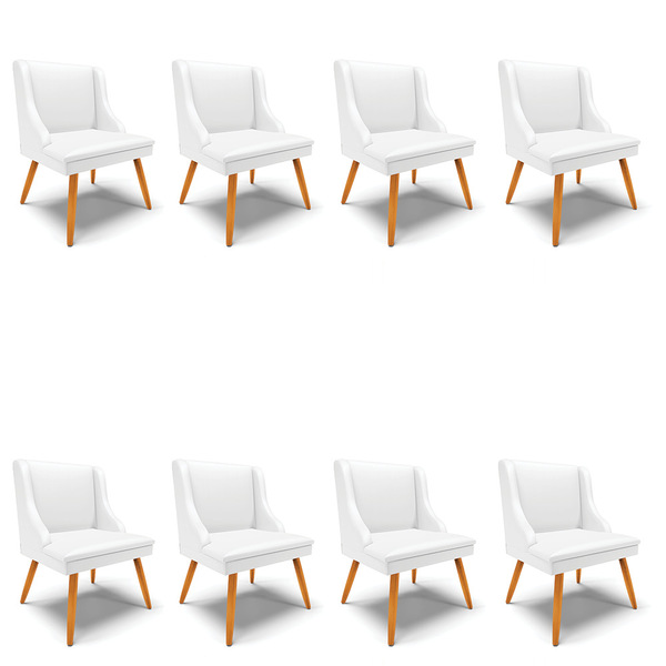 Kit 08 Cadeiras De Jantar Liz Corino Branco Pés Palito Castan