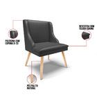 Kit 08 Cadeiras De Jantar Liz Corino Preto Pés Palito Natural