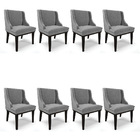 Kit 08 Cadeiras De Jantar Liz Linho Base Fixa Madeira Preto D