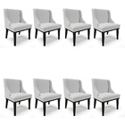 Kit 08 Cadeiras De Jantar Liz Linho Base Fixa Madeira Preto D