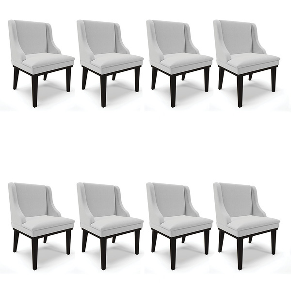 Kit 08 Cadeiras De Jantar Liz Linho Base Fixa Madeira Preto D