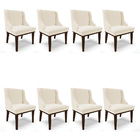 Kit 08 Cadeiras De Jantar Liz Linho Base Fixa Madeira Tabaco
