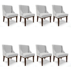 Kit 08 Cadeiras De Jantar Liz Linho Cinza A05 Base Fixa Madei