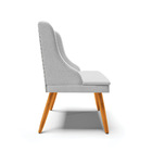 Kit 08 Cadeiras De Jantar Liz Linho Cinza A05 Pés Palito Cast