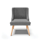 Kit 08 Cadeiras De Jantar Liz Linho Grafite A26 Pés Palito Na