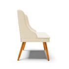 Kit 08 Cadeiras De Jantar Liz Linho Grosso Bege A19 Pés Palit