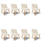 Kit 08 Cadeiras De Jantar Liz Linho Grosso Bege A19 Pés Palit