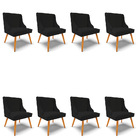 Kit 08 Cadeiras De Jantar Liz Linho Preto A79 Pés Palito Cast