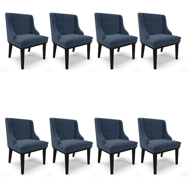 Kit 08 Cadeiras De Jantar Liz Suede Base Fixa Madeira Preto D