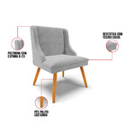 Kit 08 Cadeiras De Jantar Liz Suede Cinza Pés Palito Castanho