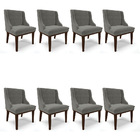 Kit 08 Cadeiras De Jantar Liz Suede Grafite Base Fixa Madeira
