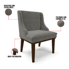 Kit 08 Cadeiras De Jantar Liz Suede Grafite Base Fixa Madeira