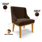 Kit 08 Cadeiras De Jantar Liz Suede Marrom Base Fixa Madeira